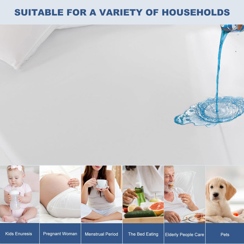GRT 2 Pack Twin XL Mattress Protector Waterproof, Breathable & Noiseless Waterproof Mattress Protector Fitted Deep Pocket from 5" to 19", Smooth XL Twin Bed Mattress Cover Machine Washable - Image 5