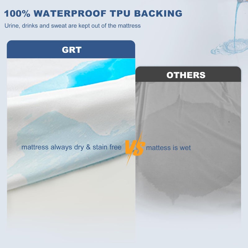 GRT 2 Pack Twin XL Mattress Protector Waterproof, Breathable & Noiseless Waterproof Mattress Protector Fitted Deep Pocket from 5" to 19", Smooth XL Twin Bed Mattress Cover Machine Washable - Image 2