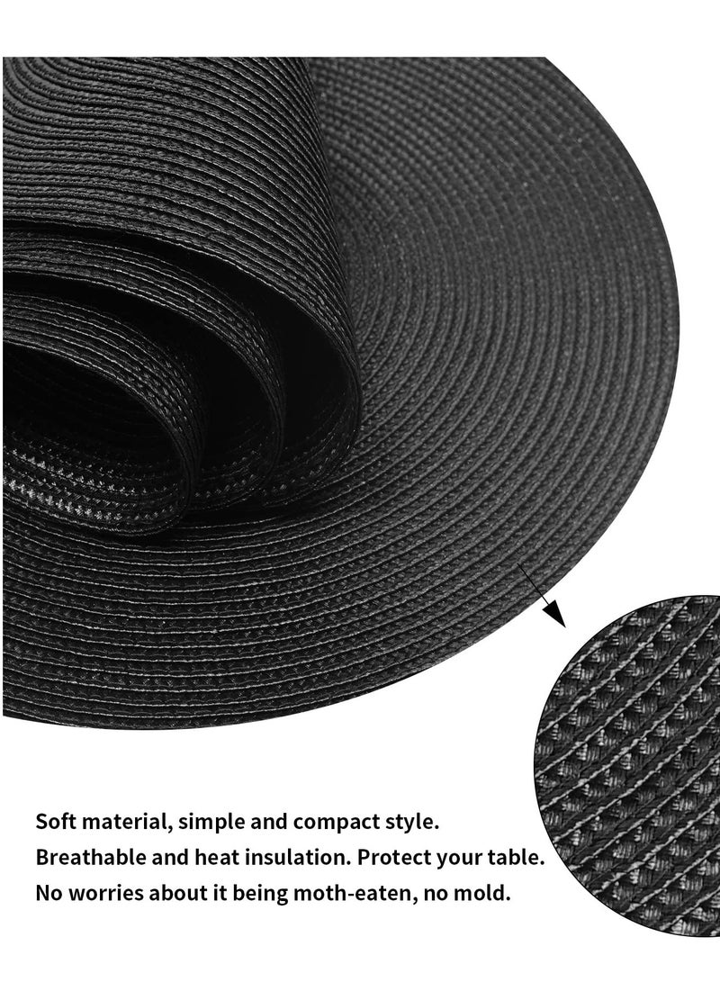 Excefore Round Braided Placemats Set of 6 Washable Round Table Mats, Cotton Polyester Woven Heat Resistant Place mats, Non-Slip Dining Tables Polypropylene PlaceSet(Black) - Image 3