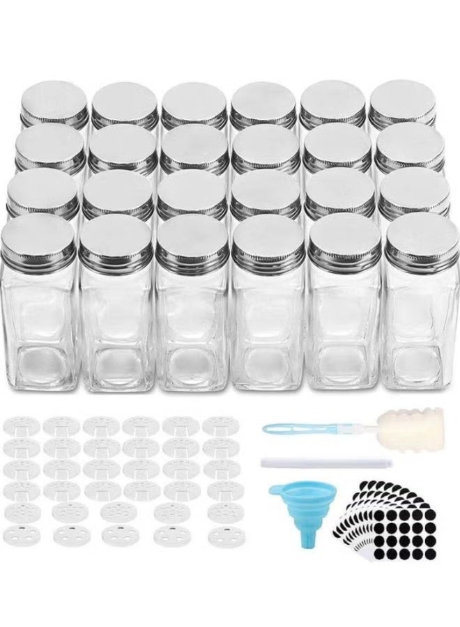 بلومنغ تايم زجاجة فلفل فارغة، منظم توابل مربع، حاويات توابل زجاجية، برطمانات توابل مع أغطية رج، مجموعة من 24 قطعة - Image 2