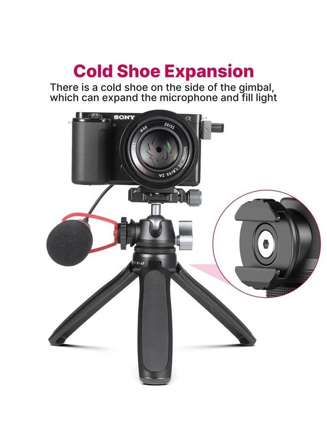 Ulanzi - MT-47 Camera Tripod Aluminum Alloy Mini Travel Phone Tripod Stand Compact Desktop Tripod for DSLR, 360° Ball Head with 1/4 inch Arca Quick Release Plate Cold Shoe Portable Vlog Selfie Stick - Image 1