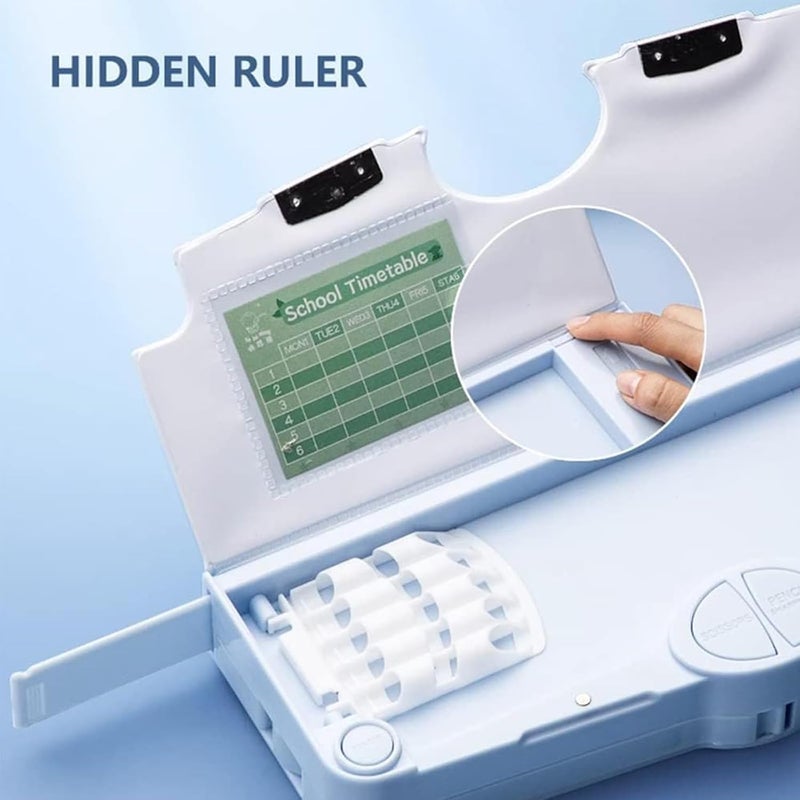 أكس سبرينج حافظة أقلام متعددة الوظائف، صناديق أقلام متعددة الوظائف مزودة بأزرار، حافظة أقلام بنمط كرتوني للأطفال، مجموعة أدوات مكتبية للبنات والأولاد مع مقصورات ومبراة أقلام - Image 4