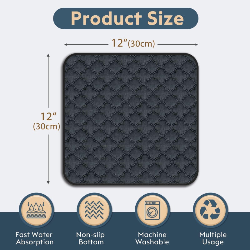 FunFurry Washable Guinea Pig Cage Liner - 4 Pack Reusable Washable Pee Padsï¼ŒWaterproof Guinea Pig Bedding for Small Animal - Rabbit Bunny Hamster Puppy (Dark Grey, 12" X 12" - 4 Pack) - Image 2