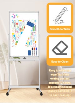 Kidle KidLe Dry Erase Boards Mobile Stand Whiteboard Rolling Whiteboard with Smooth 3-Layer Coated Surface - 360° Rotating Wheels, Sturdy ABS Corners, Ideal for Team  - Image 5