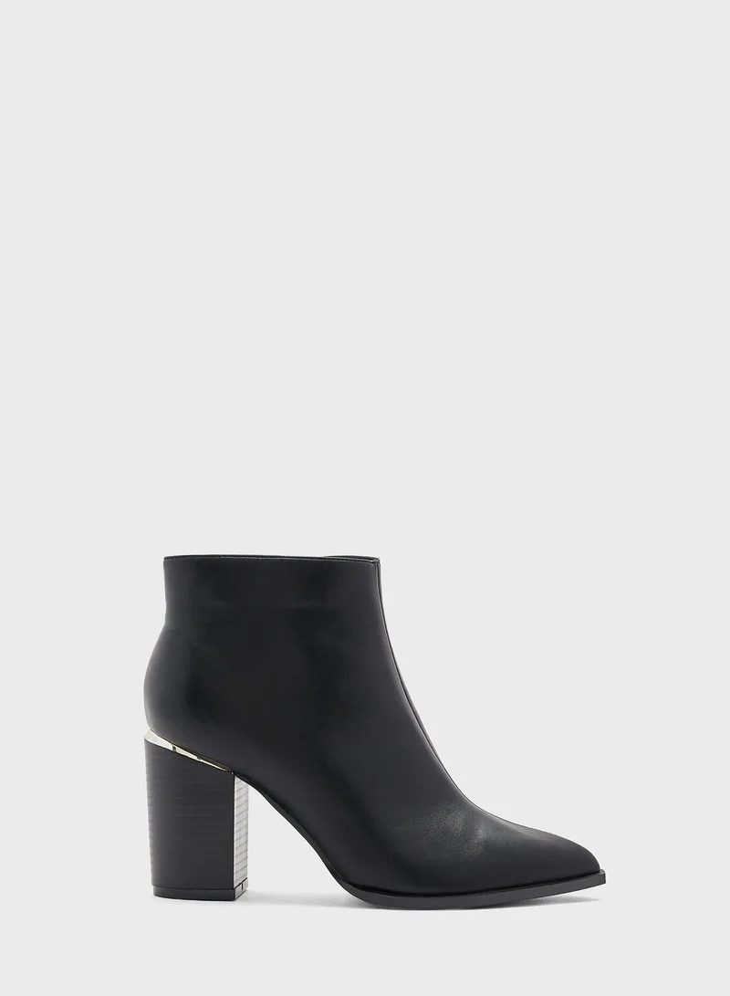 ELLA Gold Trim Block Heel Western Boot