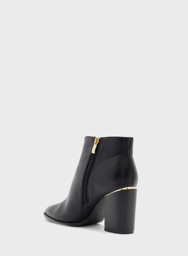 ELLA Gold Trim Block Heel Western Boot