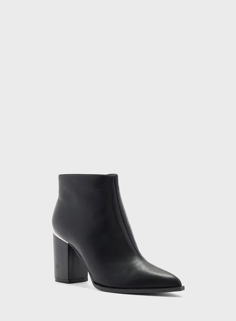 ELLA Gold Trim Block Heel Western Boot