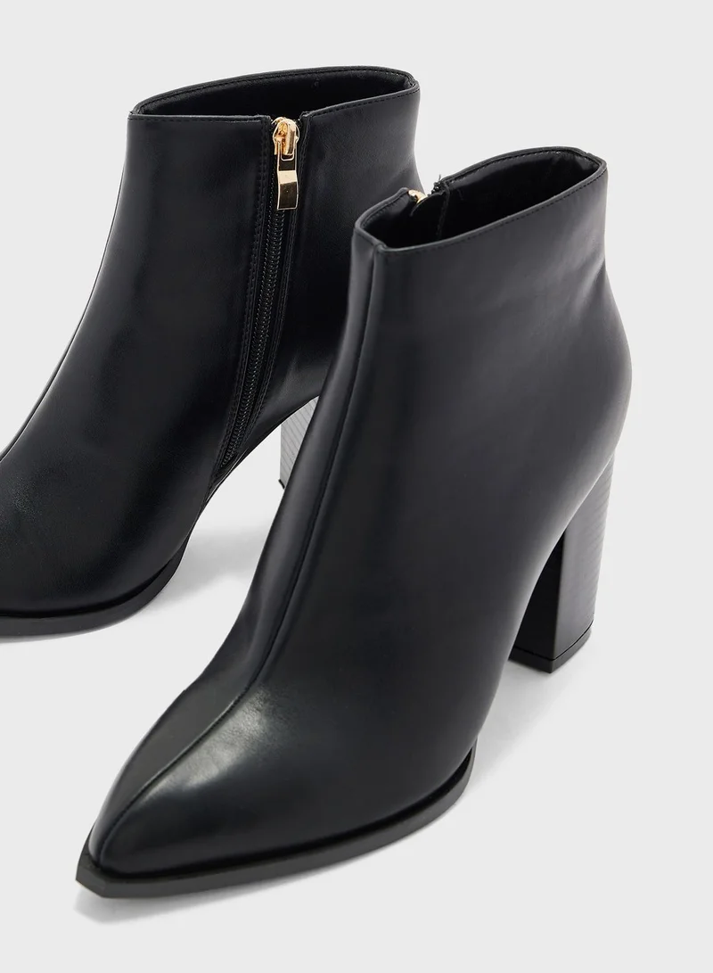 ELLA Gold Trim Block Heel Western Boot