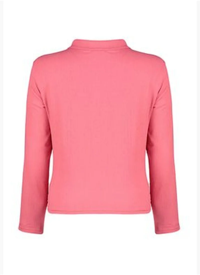 trendyol Pink Shirring Plus Size Blouse TBBAW23AX00001