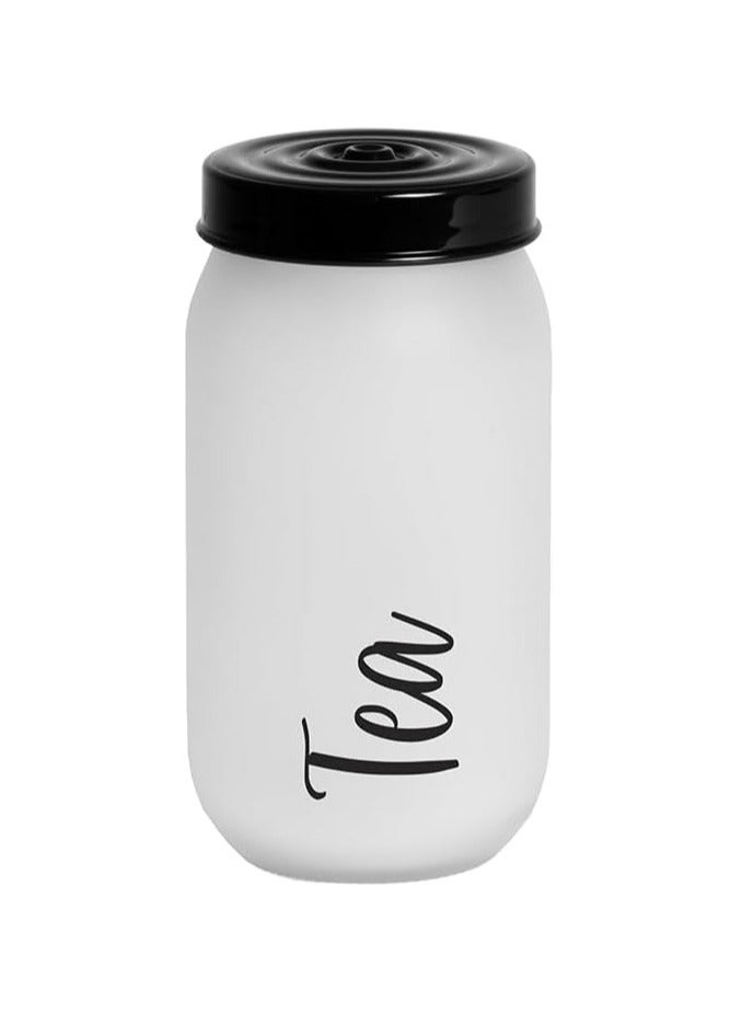Solmazer Herevin 5-Liter Decorated Glass Jar - Stylish White Ice Color-Painted Tea Canister For Freshness And Elegance 