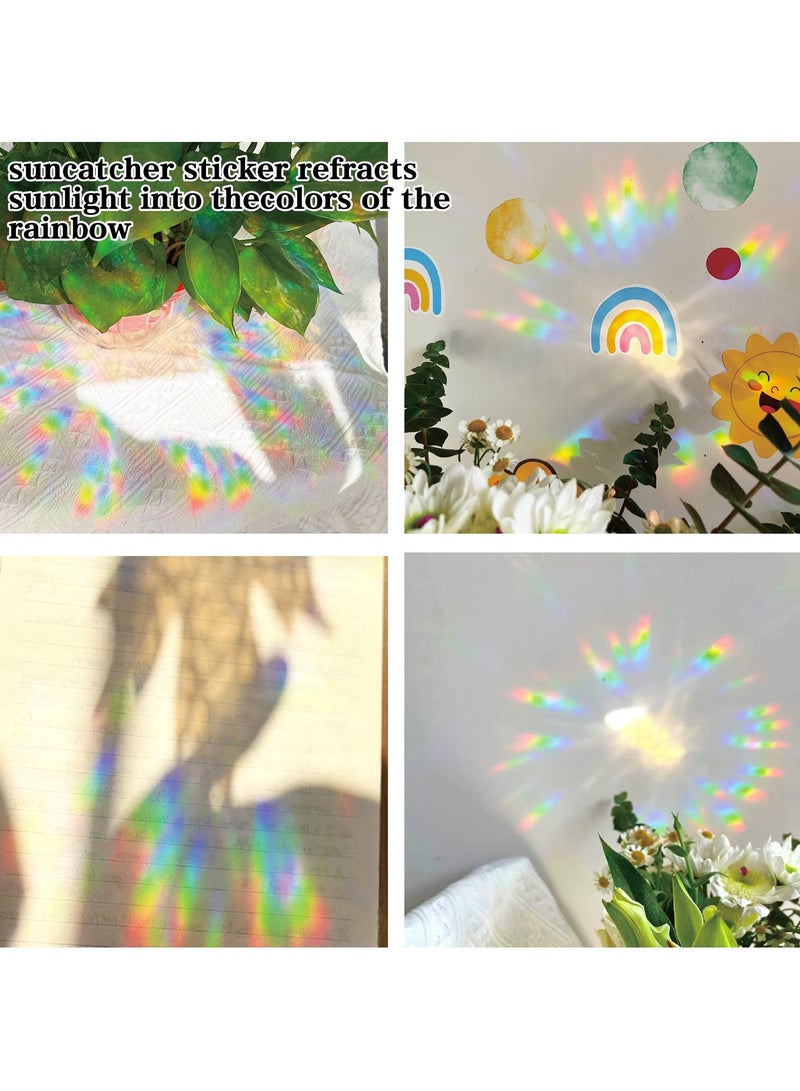 SYOSI 32 Pcs Window Stickers, Rainbow Window Films Colorful Window Stickers for Prevent Bird Strikes Electrostatic Window Stickers Non-adhesive (Butterflies, Mushrooms, Flowers) - Image 3