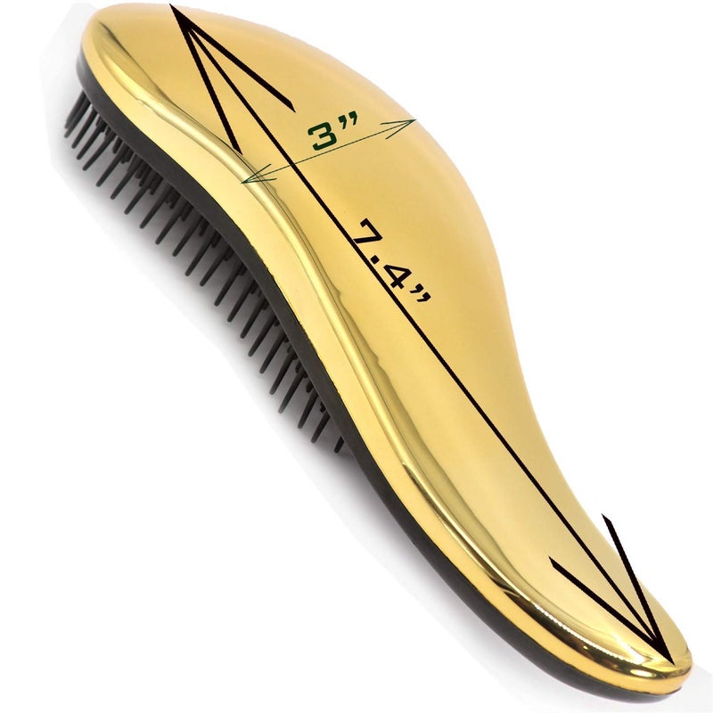 79STYLE 3pcs Knot Free Detangling Brushes for Kids' Curly Hair - No Tangles for Girls and Toddlers (Size 7.4 Inch - Gold) - Image 3