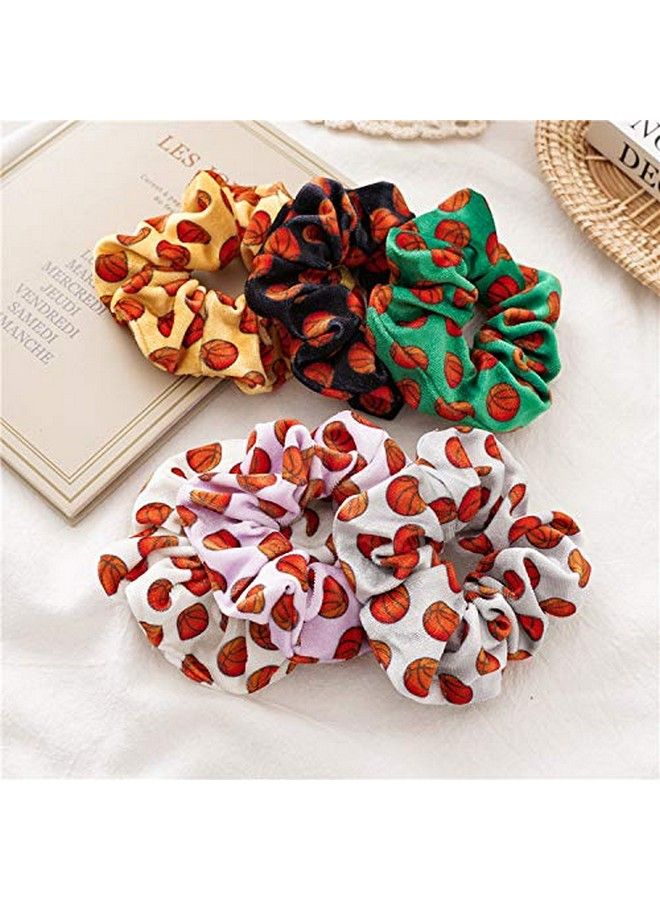 DINPREY Basketball Girls Gifts Sport Basketball Scrunes For Hair Velvet Basketball Hair Ties Accessories For Women Girls Soccer Hair Scrunes Basketball Hair Bands - Image 4