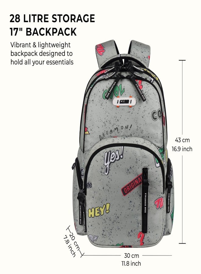 Gear Skater Boy 17"/28L Medium Water Resistant School Bag/Casual 5 Compartment Backpack/Daypack/Travel 5 Compartment Backpack/Kids Bag for Boys (Green-Black) - Image 2