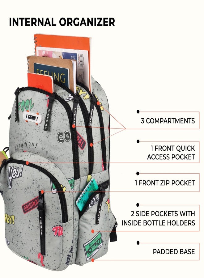 Gear Skater Boy 17"/28L Medium Water Resistant School Bag/Casual 5 Compartment Backpack/Daypack/Travel 5 Compartment Backpack/Kids Bag for Boys (Green-Black) - Image 3