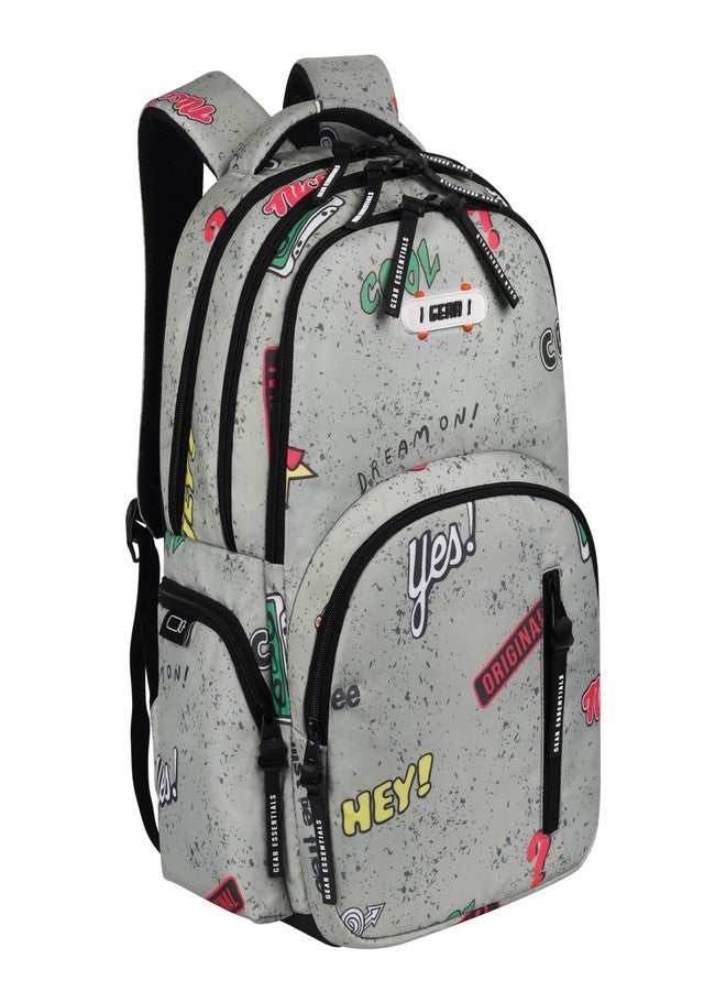 Gear Skater Boy 17"/28L Medium Water Resistant School Bag/Casual 5 Compartment Backpack/Daypack/Travel 5 Compartment Backpack/Kids Bag for Boys (Green-Black) - Image 1