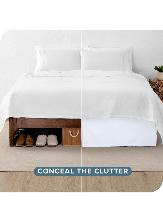 Bare Home Bare Home Bed Skirt Double Brushed Premium Microfiber, 15-Inch Tailored Drop Pleated Dust Ruffle, 1800 Ultra-Soft, Shrink and Fade Resistant (King, Cool White) - Image 3