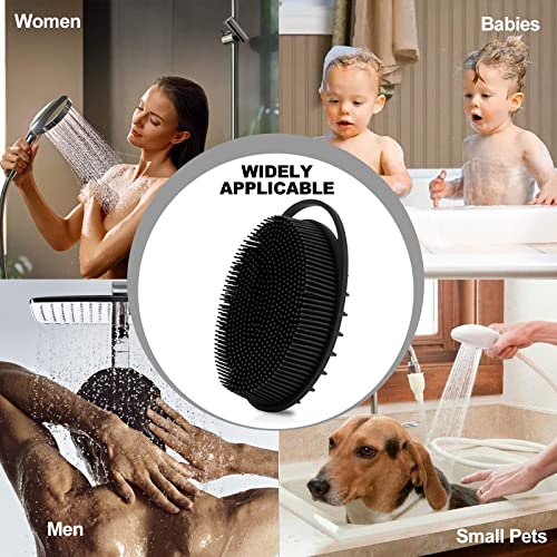 HAYSNA 2 Pack Silicone Body Scrubber, Loofah Double-Sided Body Brush,Shower Scrubber and Scalp Massager Shampoo Brush for Sensitive Kids Women Men All Kinds of Skin (Black & Pink) - Image 2