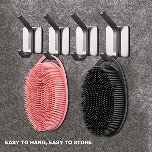 HAYSNA 2 Pack Silicone Body Scrubber, Loofah Double-Sided Body Brush,Shower Scrubber and Scalp Massager Shampoo Brush for Sensitive Kids Women Men All Kinds of Skin (Black & Pink) - Image 3