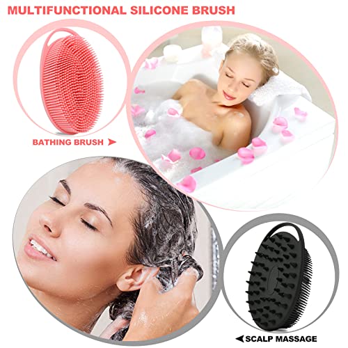 HAYSNA 2 Pack Silicone Body Scrubber, Loofah Double-Sided Body Brush,Shower Scrubber and Scalp Massager Shampoo Brush for Sensitive Kids Women Men All Kinds of Skin (Black & Pink) - Image 4