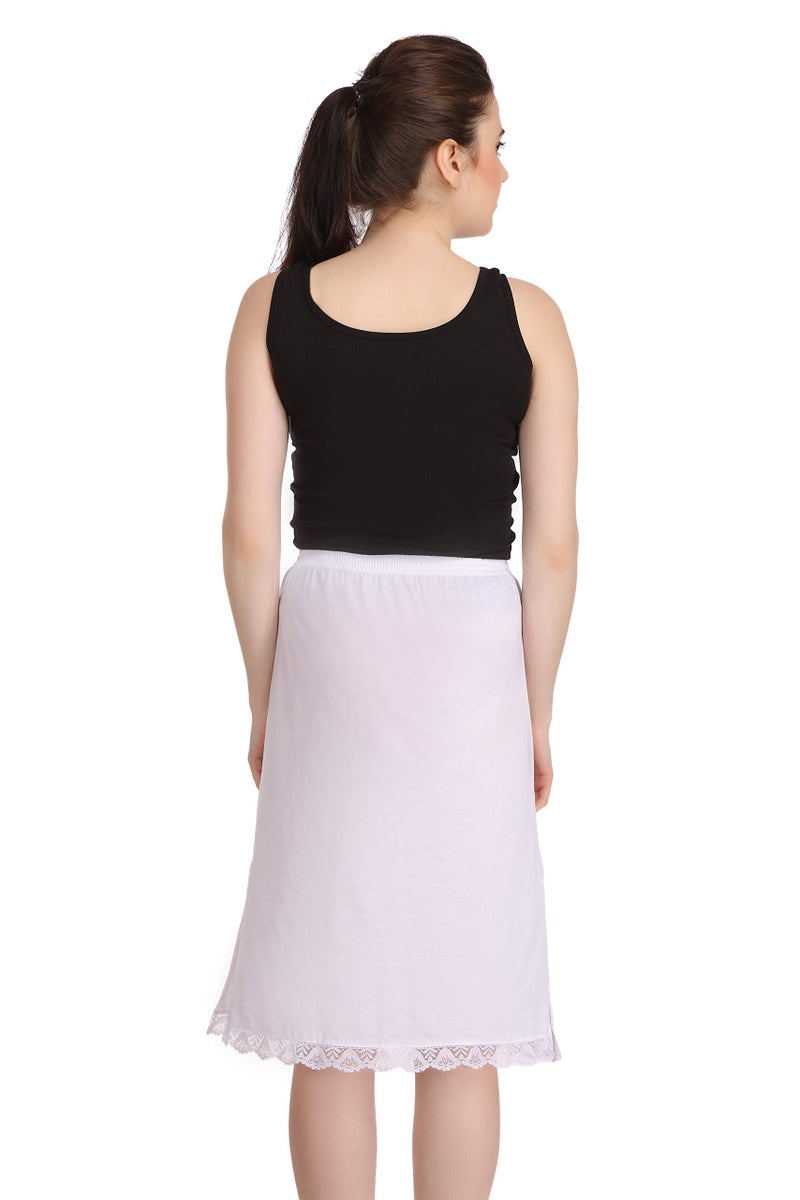 Splash Cotton Rich Regular Skirt Slip for Women - Knee Length White - Image 4