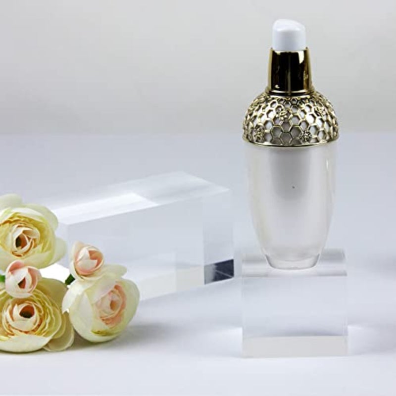 Clear Polished Acrylic Cube Cylinder Round Photo Props, Transparent Solid Acrylic Display Blocks for Photography Boutique Jewelry Cosmetic Crafts Closet Show, 4 Pcs - Image 4
