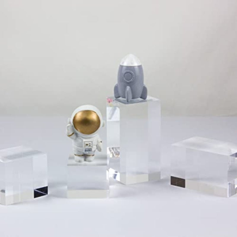Clear Polished Acrylic Cube Cylinder Round Photo Props, Transparent Solid Acrylic Display Blocks for Photography Boutique Jewelry Cosmetic Crafts Closet Show, 4 Pcs - Image 5