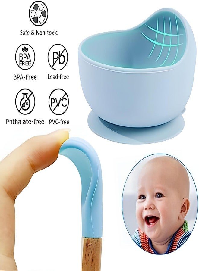 yomith Baby Bowls with Spoon, Suction Stay Put Silicone Food Bowl for Babies Kids Toddlers Infants, Food Grade BPA-Free Safe Soft Silicone (Light Blue) - Image 5