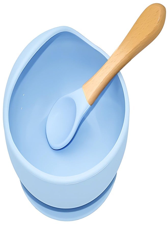 yomith Baby Bowls with Spoon, Suction Stay Put Silicone Food Bowl for Babies Kids Toddlers Infants, Food Grade BPA-Free Safe Soft Silicone (Light Blue) - Image 1