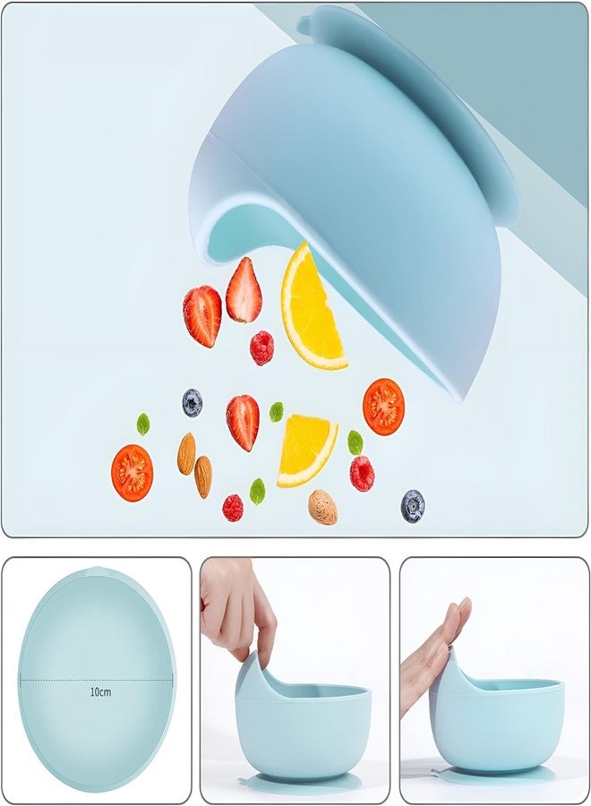 yomith Baby Bowls with Spoon, Suction Stay Put Silicone Food Bowl for Babies Kids Toddlers Infants, Food Grade BPA-Free Safe Soft Silicone (Light Blue) - Image 3