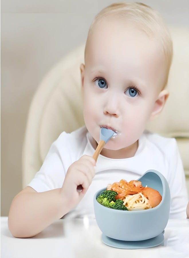 yomith Baby Bowls with Spoon, Suction Stay Put Silicone Food Bowl for Babies Kids Toddlers Infants, Food Grade BPA-Free Safe Soft Silicone (Light Blue) - Image 4