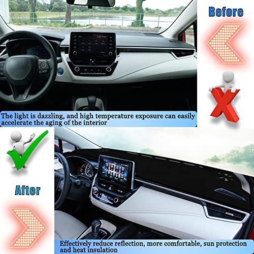 YOFAMO Dashboard Cover Dash Cover Mat Pad Carpet Custom Fit for Corolla 2019 2020 2021 2022 Accessories Anti-Skid Center Console Protector Cover Mat(Black Edge) - Image 4