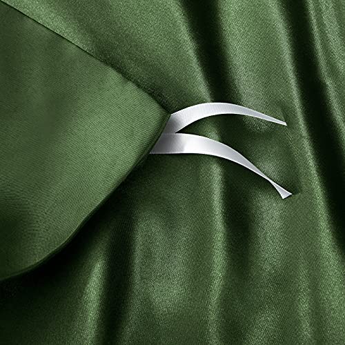 P Pothuiny 5 Pieces Satin Duvet Cover Full/Queen Size Set, Luxury Silky Like Sage Green Duvet Cover Bedding Set with Zipper Closure, 1 Duvet Cover + 4 Pillow Cases (No Comforter) - Image 5