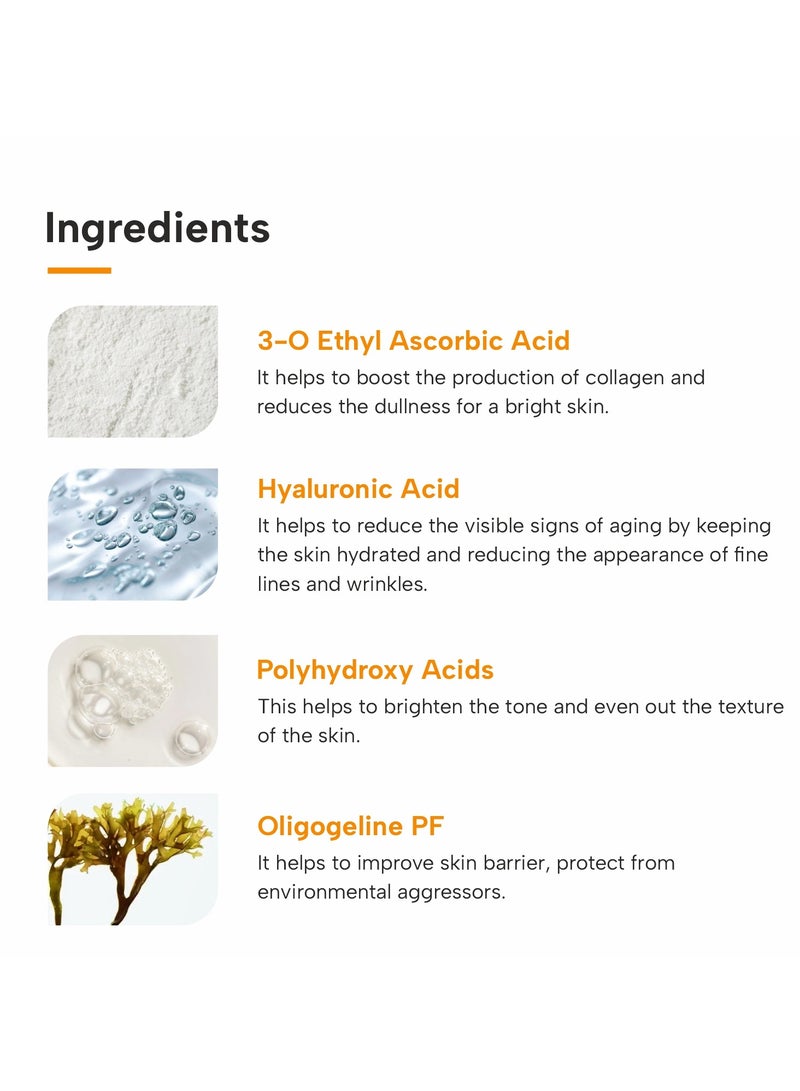 DERMATOUCH Anti Aging Serum Set - 10% Vitamin C Serum & 2% Hyaluronic Acid Serum | For Wrinkle, Firming, Hydration & Radiant Skin | Boost glow & Moisturize to Skin - 30ml + 30ml - Image 3