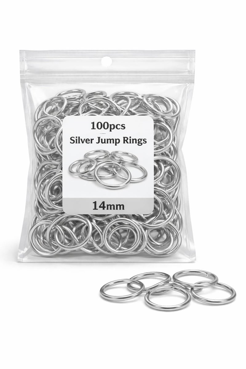 Excellentcrafts Open Round Jump Rings for Jewellery Making DIY Crafts and Other Crafts 14mm Silver Metal Connectors for Bracelet Necklace Earring Making (100 Pcs) - Image 3