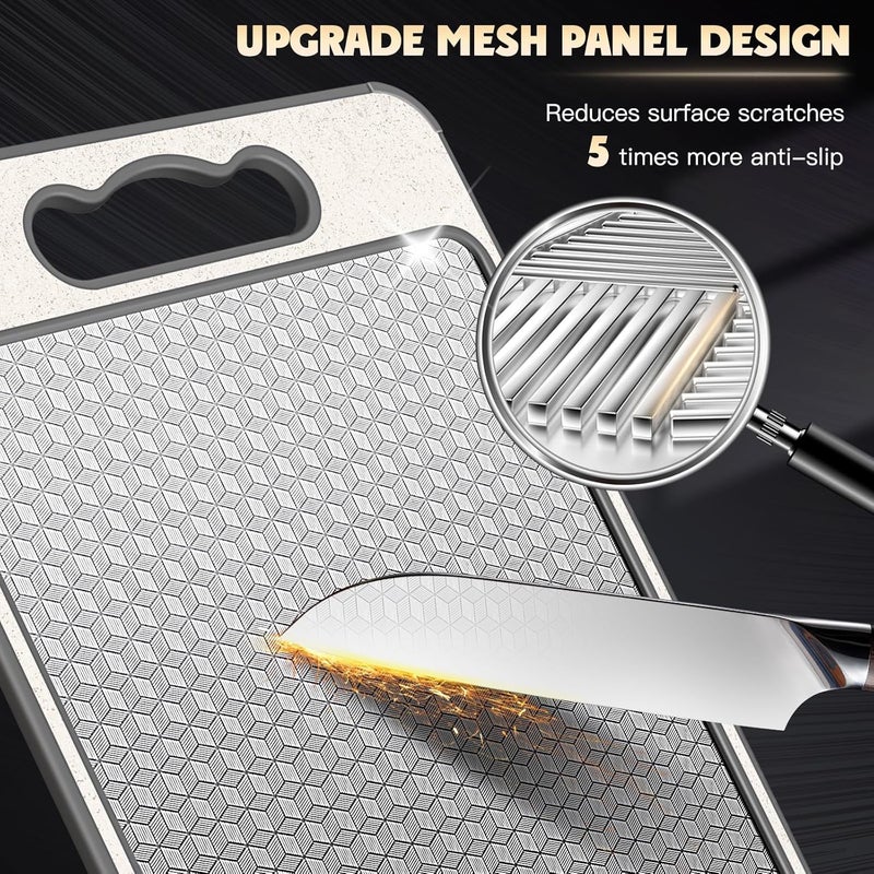OAKJAR Stainless Steel Cutting Board, Double Sided Chopping Board for Kitchen, Scratch-resistant Mesh Design, Juice Groove, Non-slip Silicone Wrap, Dishwasher Safe - Image 2