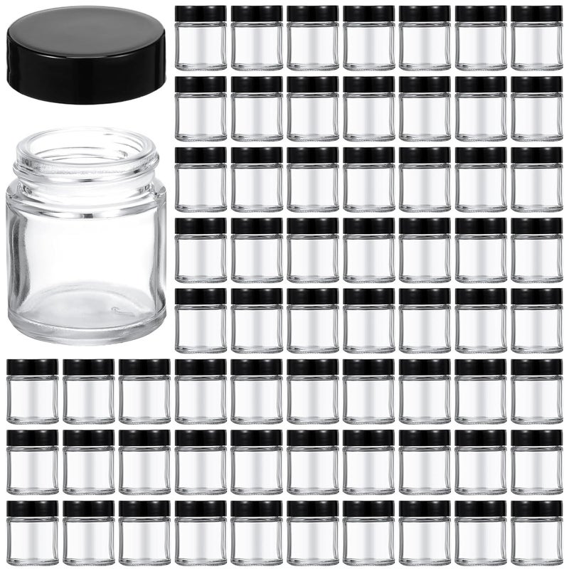 60 Pieces Glass Jars with Lids Clear Small Mason Jars Empty Round Glass Spice Jars Wide Mouth Canning Jars Storage Refillable Empty Cosmetic Containers for Lotions Cream Powders Beauty Product (1 oz)