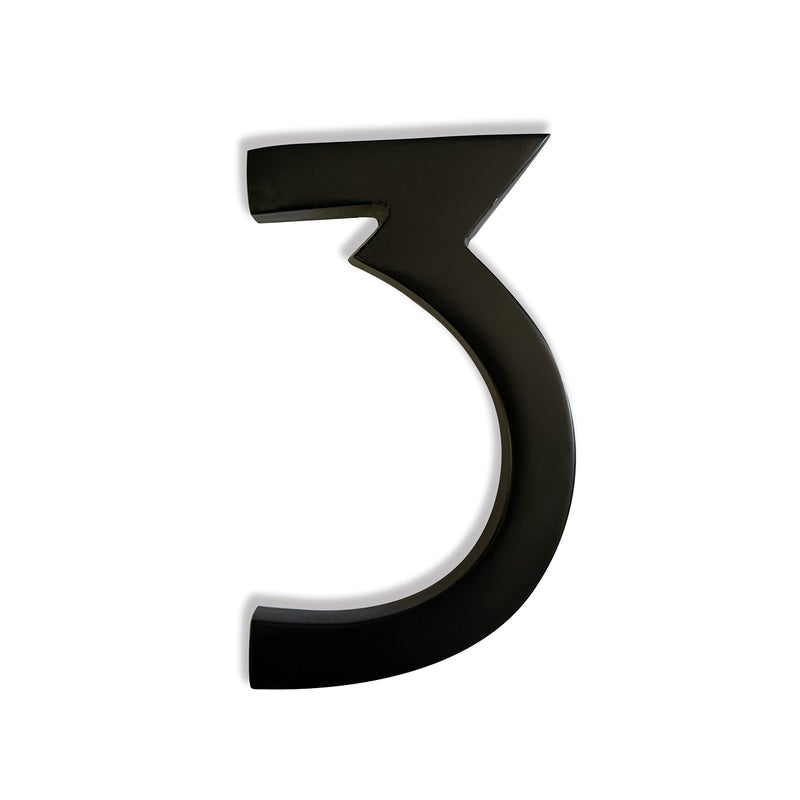 NACH Magnetic 4 inch Aluminum Black House Numbers for Outside Number 3 Modern House Numbers with Mounting Hardware
