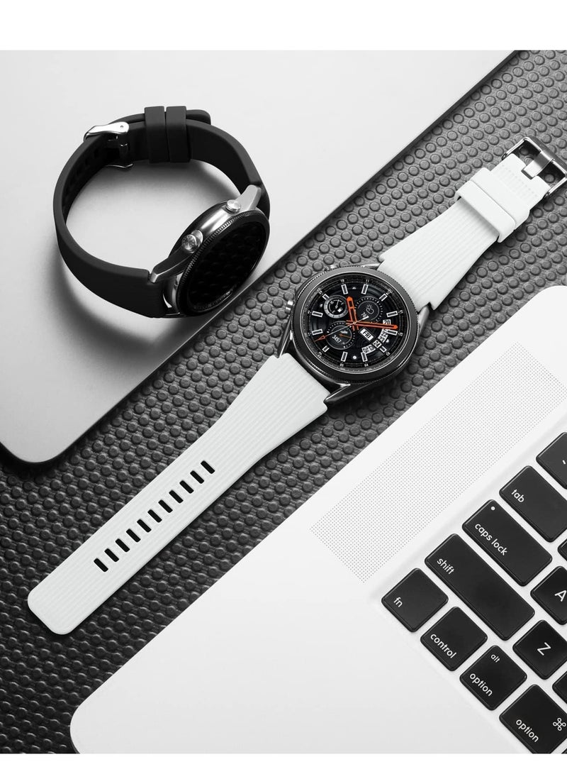 Silicone Sport Band 22MM Strap For Samsung Galaxy Watch 3 45mm/Watch 46mm/Gear S3/Huawei watch GT3 GT4 46MM/Huawei Watch 3&4/3&4 Pro/GT2E/GT2 Pro/GT GT2 46MM/Amaz fit GTR 4/3/3Pro/2/2e White - Image 4