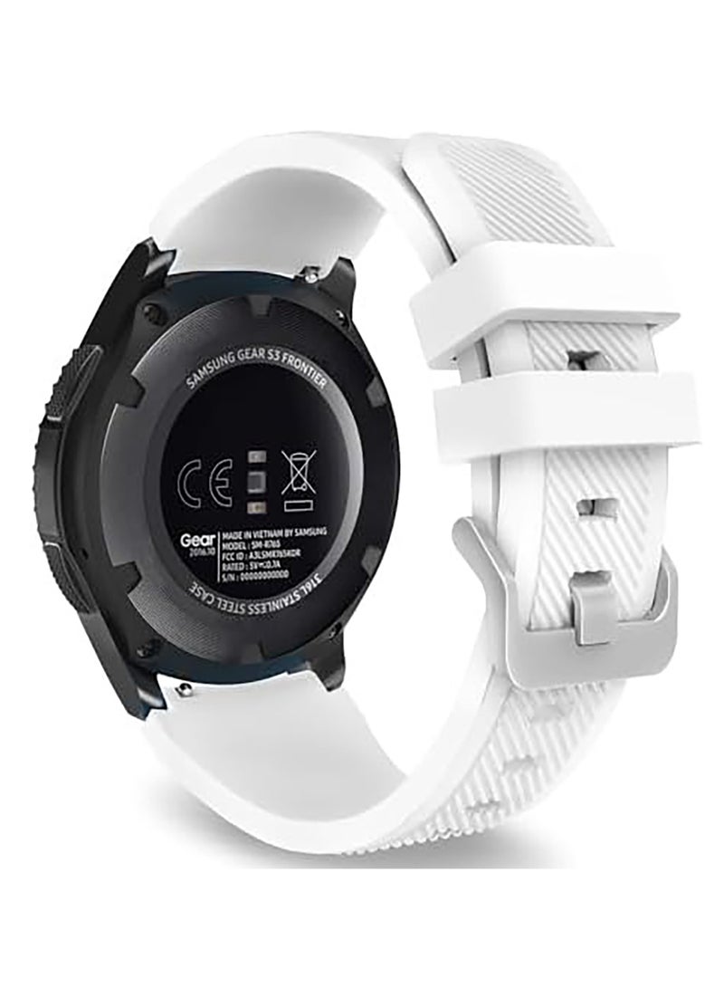 Silicone Sport Band 22MM Strap For Samsung Galaxy Watch 3 45mm/Watch 46mm/Gear S3/Huawei watch GT3 GT4 46MM/Huawei Watch 3&4/3&4 Pro/GT2E/GT2 Pro/GT GT2 46MM/Amaz fit GTR 4/3/3Pro/2/2e White - Image 1