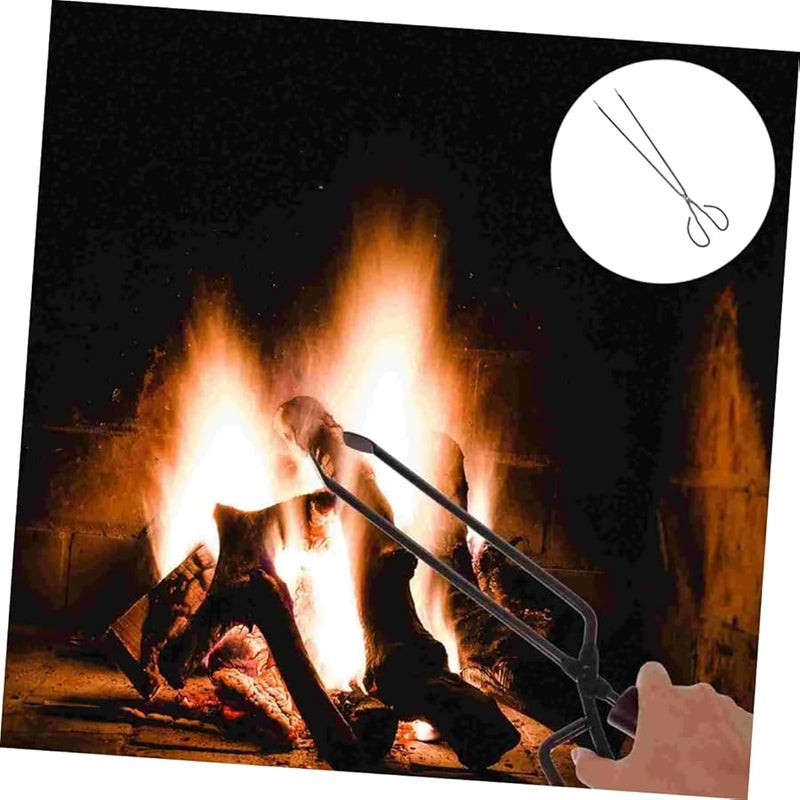 Heavy Duty 2Pcs BBQ Fire Pit Tongs Long Heat Resistant Iron Tool for Outdoor Barbecue - Image 4
