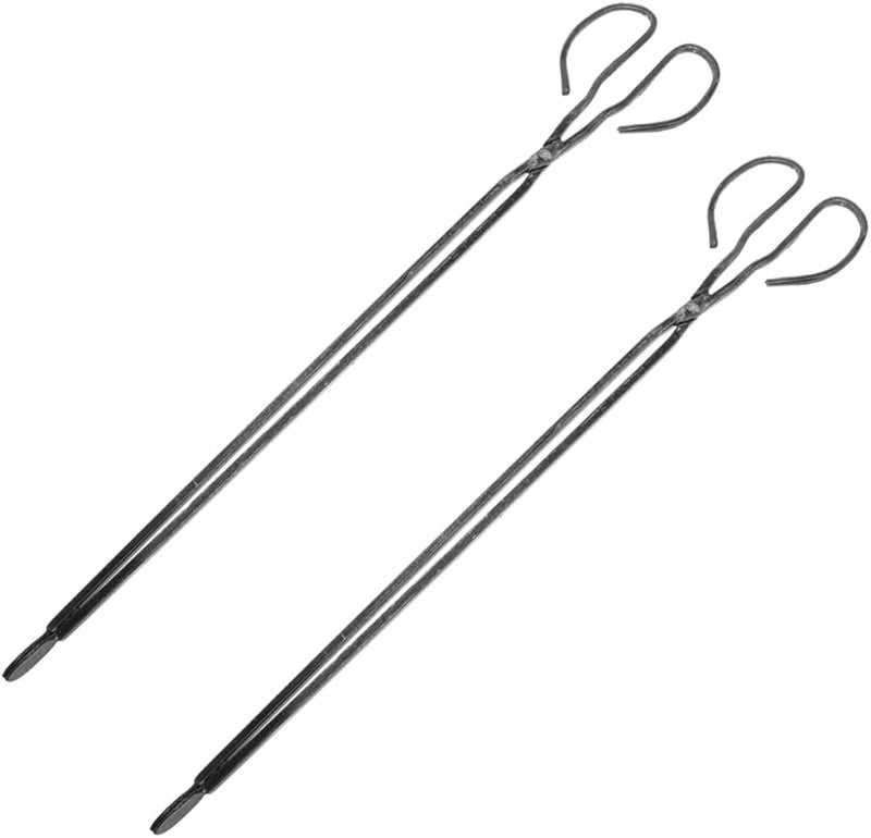 Heavy Duty 2Pcs BBQ Fire Pit Tongs Long Heat Resistant Iron Tool for Outdoor Barbecue - Image 1
