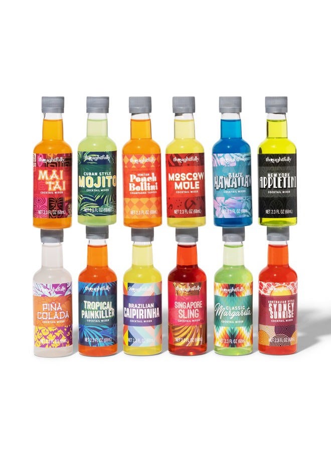 Thoughtfully Cocktails, Skinny Cocktail Mixer Set, Mocktail Non Alcoholic Drinks, Flavors Include Margarita (Global Sampler 12 pck) - Image 2