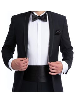 Black cummrbund / Waistband (stomach holder/belt) and bow tie with Handkerchief set for tuxedo suite - pzsku/ZBCB1D05B90038734E225Z/45/_/1716748174/0d7ab6c2-a2f6-4de2-980d-0e4d5c60350b