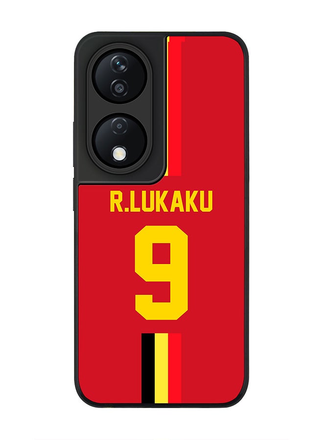 Stylizedd Rugged Black Edge Case for Honor X7b, Slim fit Case Flexible Anti Drop TPU Gel Thin Cover -  Football Team - Belgium, Player Name - R.Lukaku - Image 1