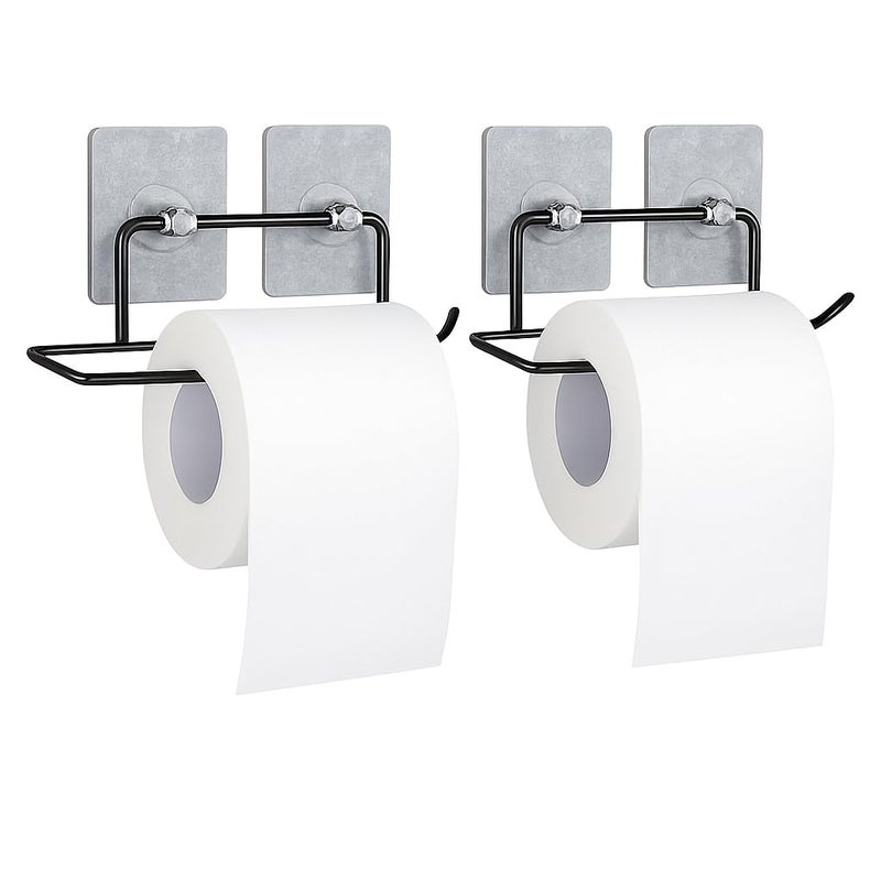 Go Hooked Self Adhesive Toilet Paper Holder | No Drill Tissue Paper Roll Holder | Rustproof No Drilling Tissue/Towel Holder for Kitchen, Bathroom, Washroom | Wall Mount (Pack of 2) - Image 1