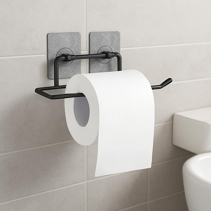 Go Hooked Self Adhesive Toilet Paper Holder | No Drill Tissue Paper Roll Holder | Rustproof No Drilling Tissue/Towel Holder for Kitchen, Bathroom, Washroom | Wall Mount (Pack of 2) - Image 2