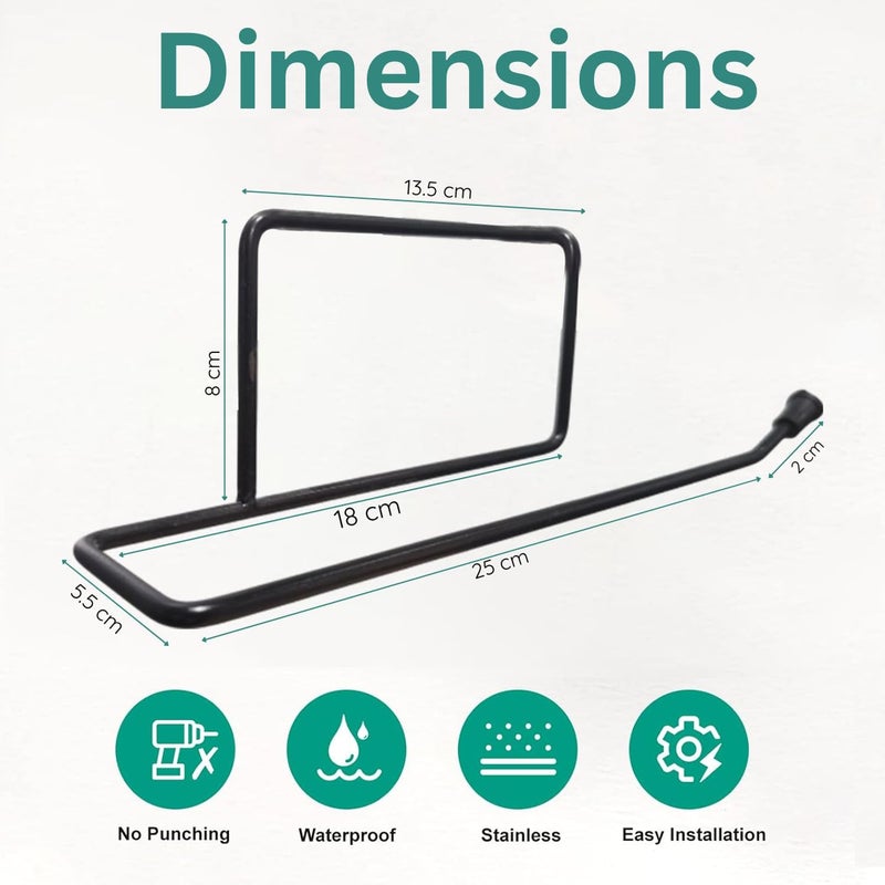 Go Hooked Self Adhesive Toilet Paper Holder | No Drill Tissue Paper Roll Holder | Rustproof No Drilling Tissue/Towel Holder for Kitchen, Bathroom, Washroom | Wall Mount (Pack of 2) - Image 4