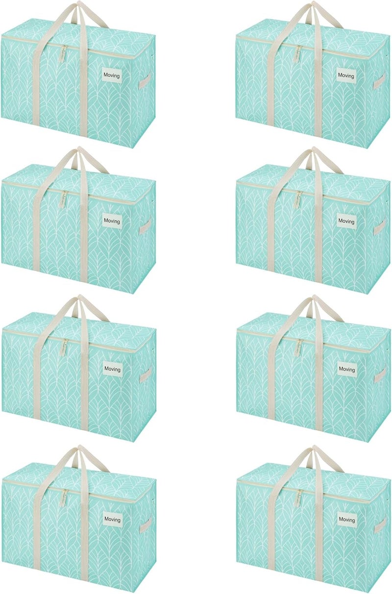 VENO 8 Pack Extra Large Moving Storage Bags with Zips, Heavy-Duty Organizer Tote, Moving Box Alternative, Clothes Storage Bin, Tag Pocket Water-Resistant (Evergreen, 8 Pack) - Image 1