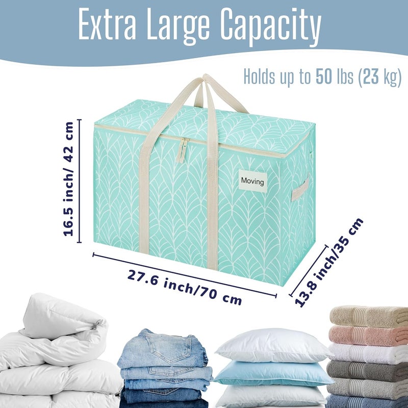 VENO 8 Pack Extra Large Moving Storage Bags with Zips, Heavy-Duty Organizer Tote, Moving Box Alternative, Clothes Storage Bin, Tag Pocket Water-Resistant (Evergreen, 8 Pack) - Image 4